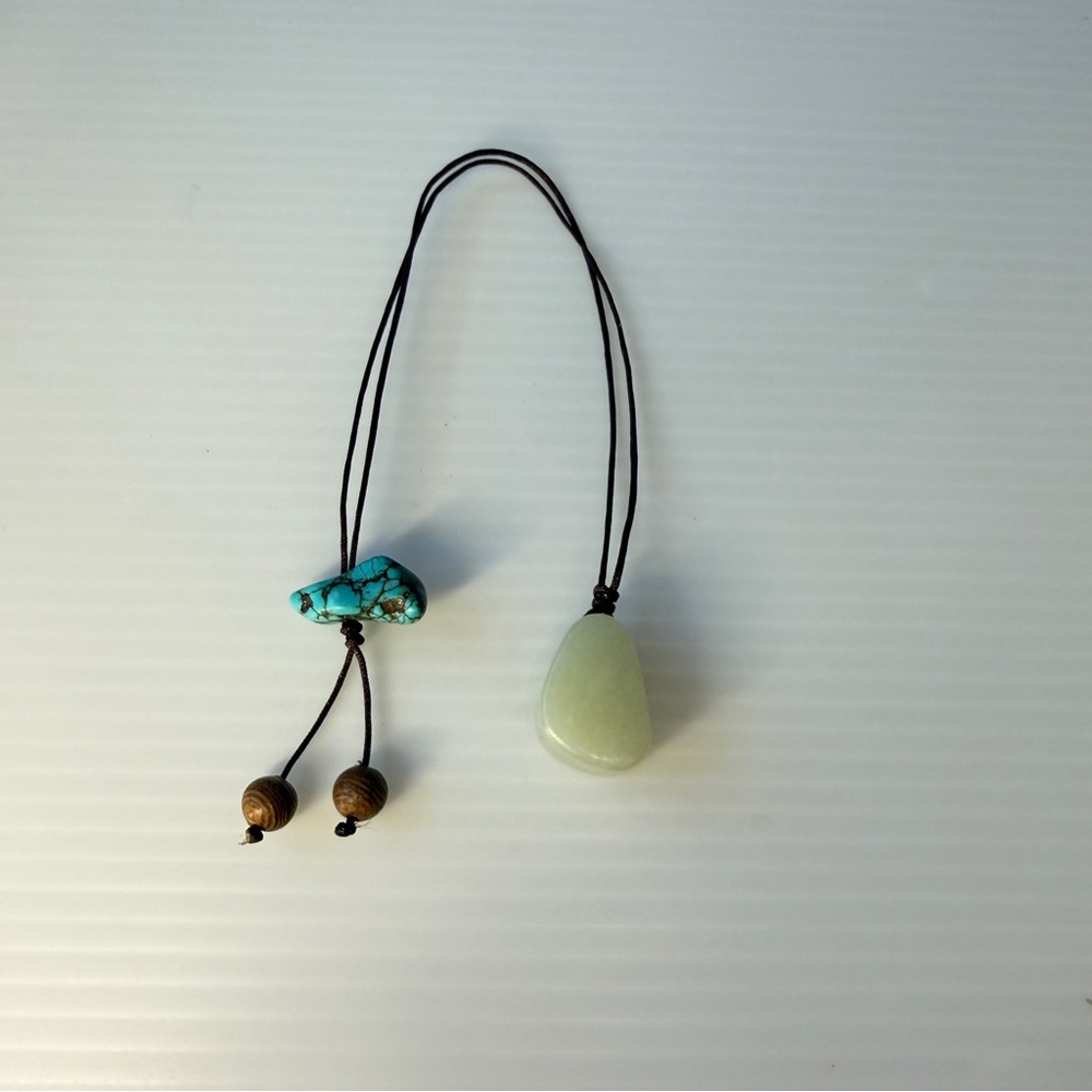 Turquoise and Jade Pendant bookmark bag charm handmade